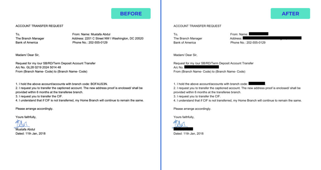 PII Redaction screenshot